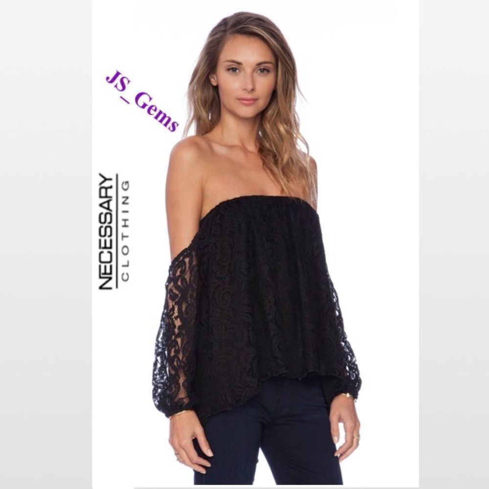 Sexy Black Lace Size 6 Off The Shoulder Top